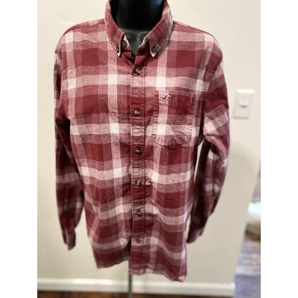 Hollister Stretch Womens M Plaid  Flannel Button Down Long Sleeve Collar - Picture 1 of 10